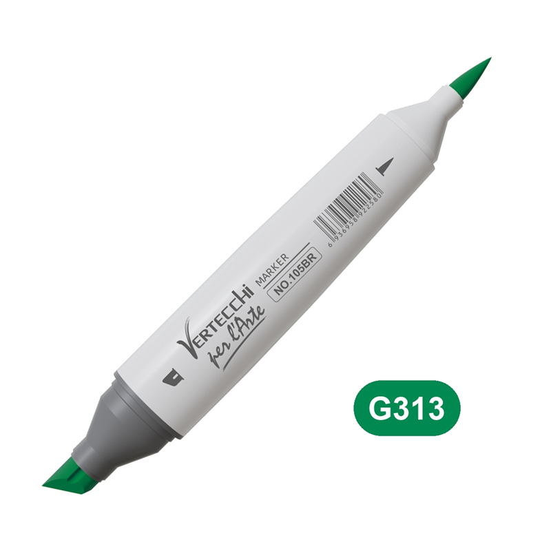 Pennarello Base Alcool Doppia Punta Scalpello E Punta A Pennello G313-Verde — immagine 2