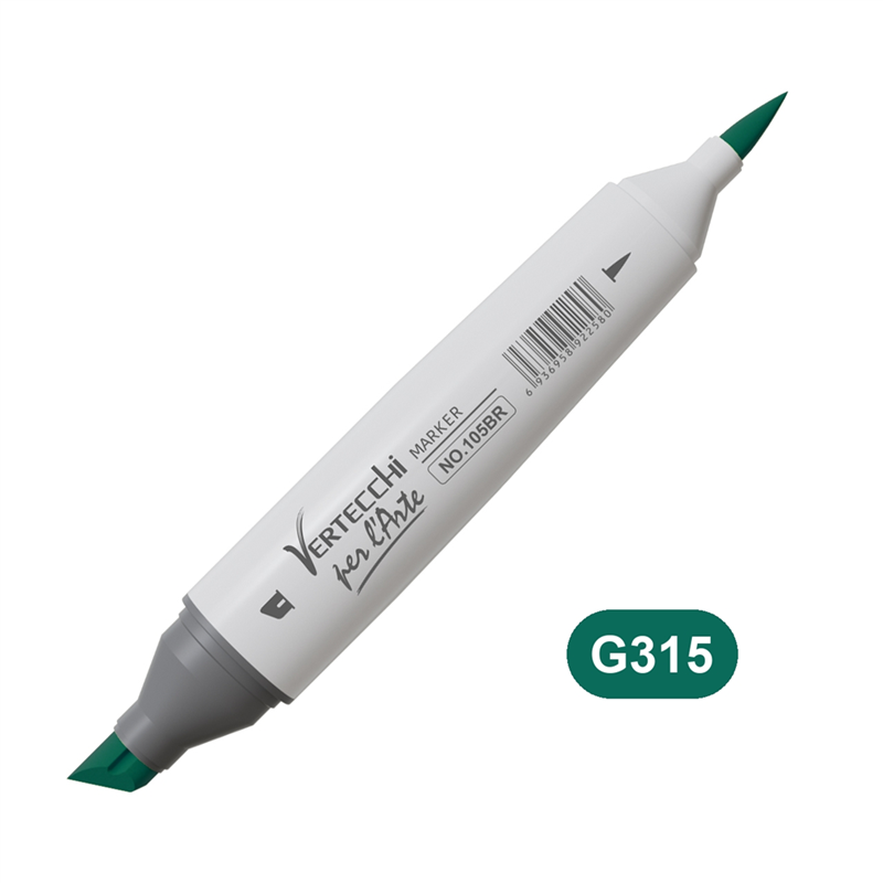 Pennarello Base Alcool Doppia Punta Scalpello E Punta A Pennello G315-Verde Prato — immagine 2