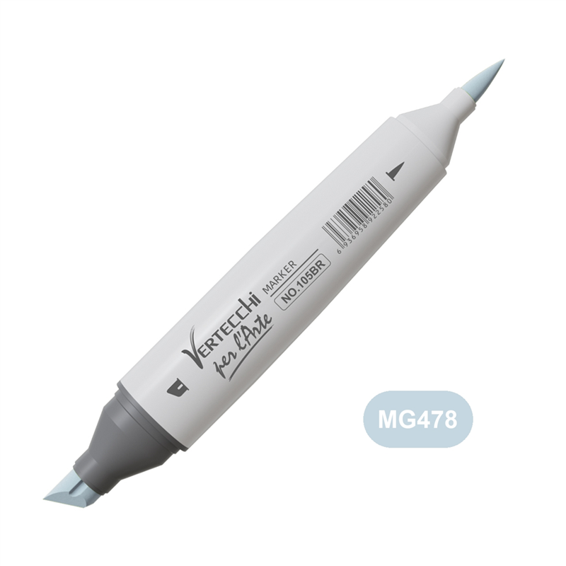 Pennarello Base Alcool Doppia Punta Scalpello E Punta A Pennello Mg478-Blu Nebbia — immagine 2