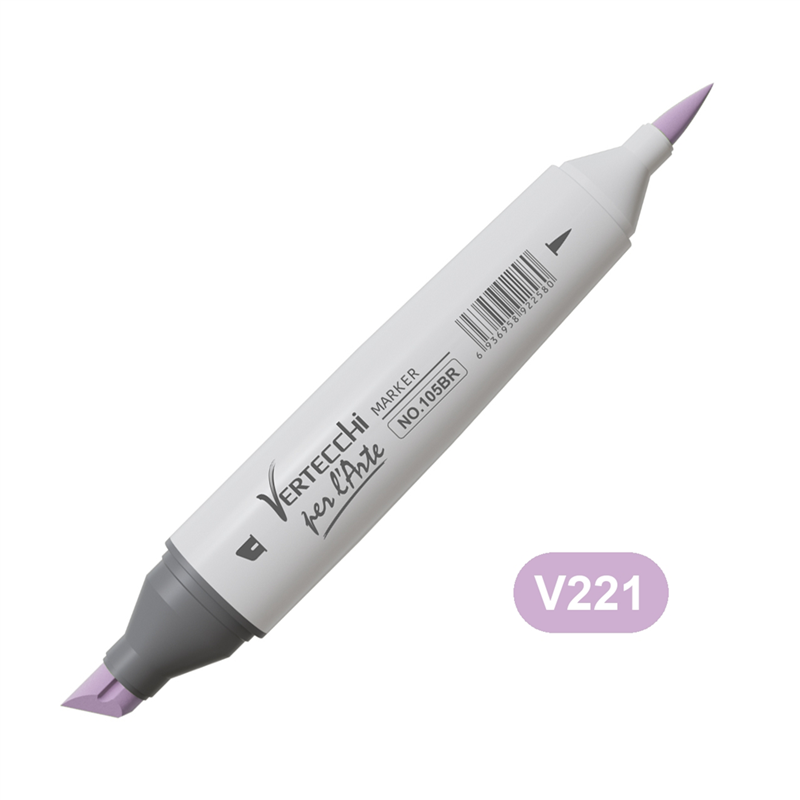Pennarello Base Alcool Doppia Punta Scalpello E Punta A Pennello V221-Viola Tenue — immagine 2