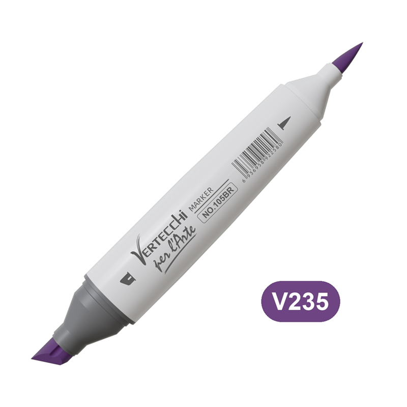 Pennarello Base Alcool Doppia Punta Scalpello E Punta A Pennello V235-Viola Intenso — immagine 2