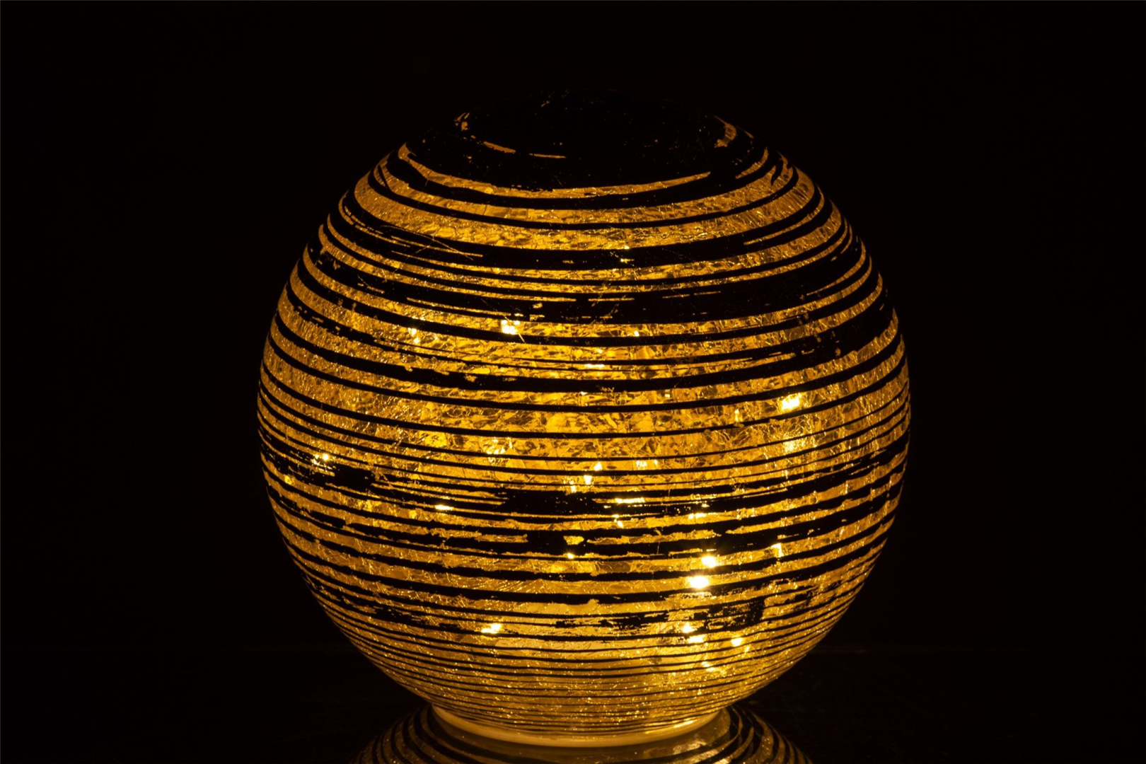 Sfera Vetro D20cm Crackle Con Led Gold — immagine 3
