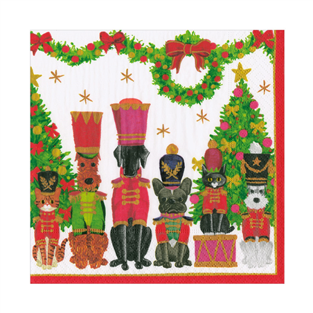 Tovagliolo Natale 33x33  Toy Soldier Pets