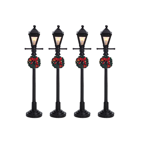 Gas Lantern Street Lamp, Set Of 4, B/o (4.5v)