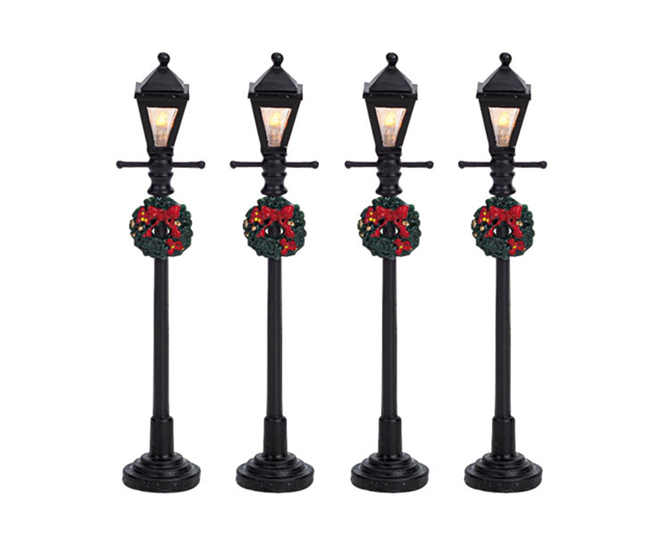 Gas Lantern Street Lamp, Set Of 4, B/o (4.5v)
