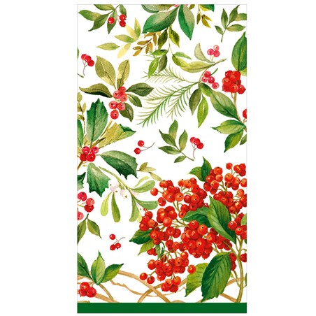 Asciugamano Natale 15 Pz 32,5x40cm Holly Chintz White