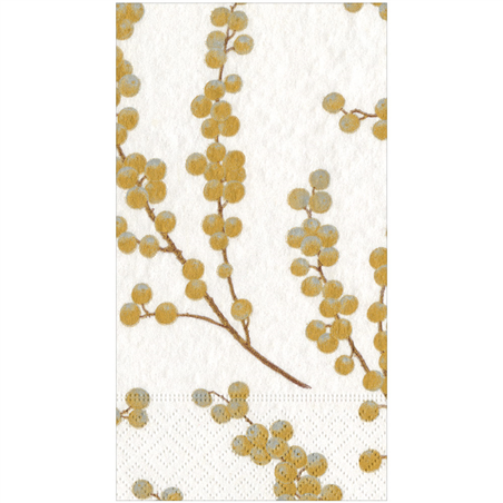 Asciugamano Natale 15 Pz 32,5x40cm Berry Branches White Gold