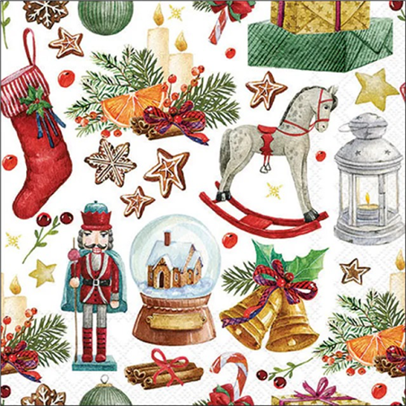 Tovagliolo Natale 33x33  Vintage Ornaments