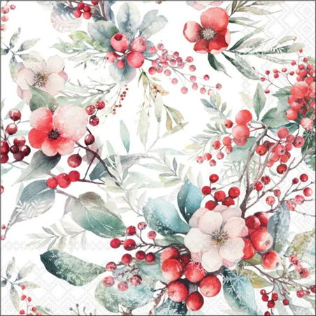 Tovagliolo Natale 33x33  Winter Berries