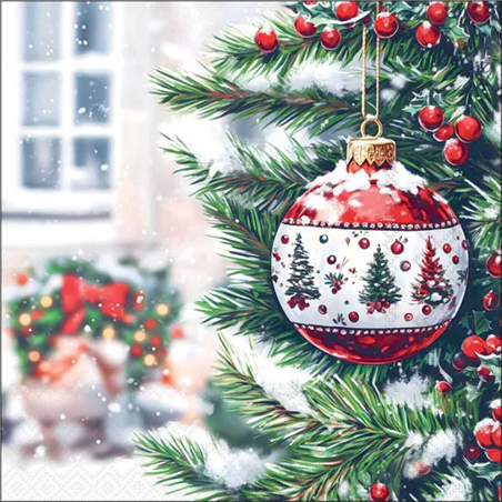 Tovagliolo Natale 33x33  Decorated Bauble