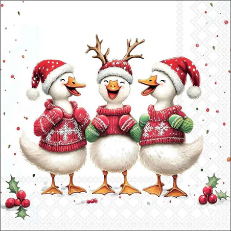 Tovagliolo Natale 33x33  Jolly Ducks