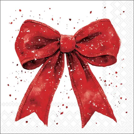 Tovagliolo Natale 33x33  Fancy Bow Red/white