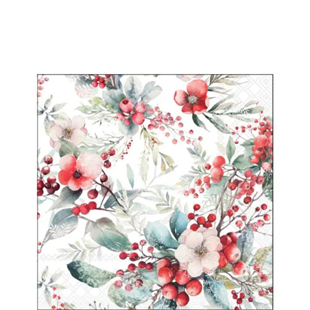 Tovagliolo Natale 25x25  Winter Berries