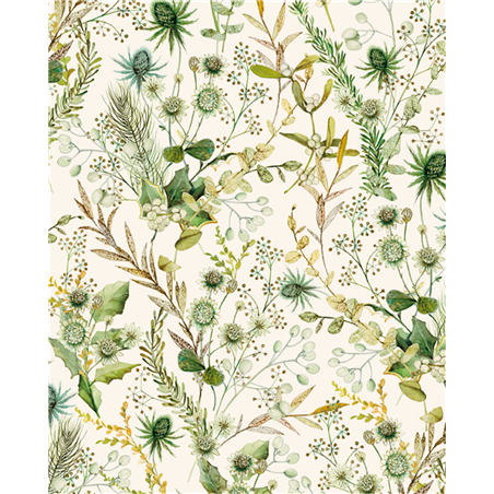 Carta Regalo 70x100 Natale  Composizione Floreale Verde-Oro