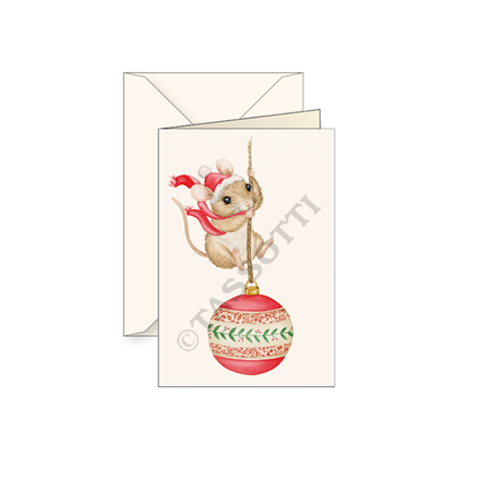 Biglietto Natale  Topolino Con Sfera
