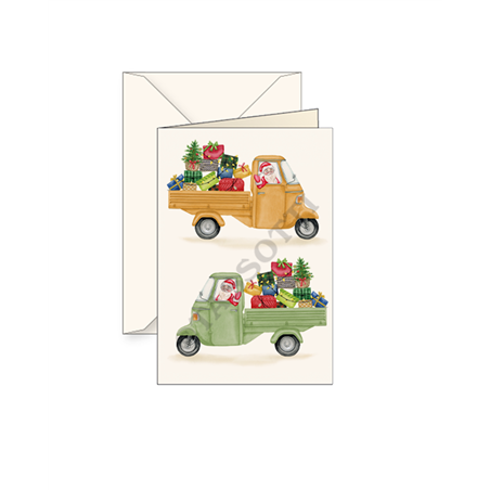 Biglietto Natale  Van Di Babbo Natale