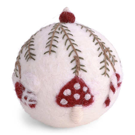 Sfera Feltro Bianca Funghi