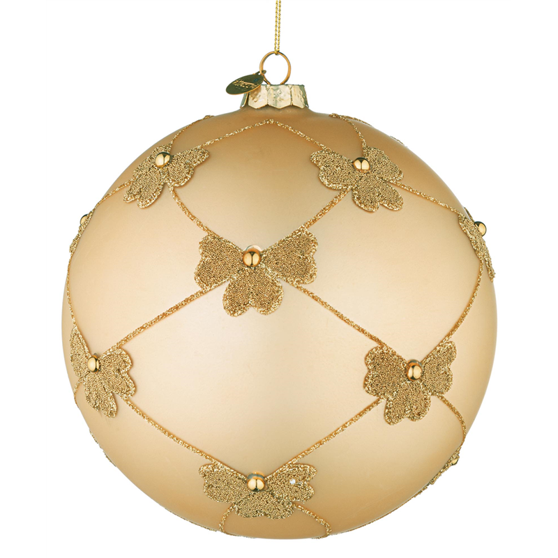 Sfera Vetro D15cm Flock Fiocchi Champagne — immagine 2