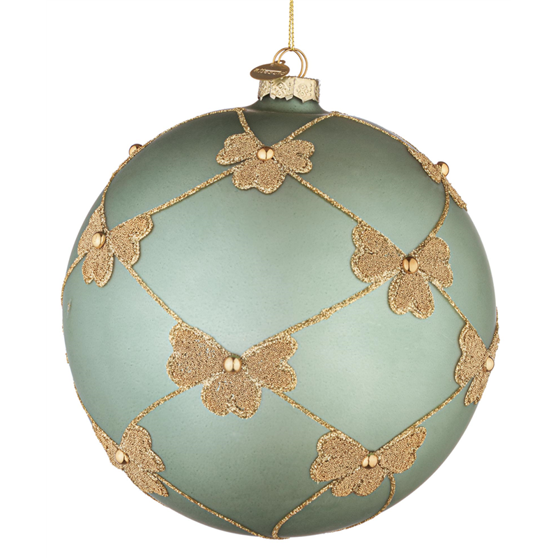Sfera Vetro D15cm Flock Fiocchi Water Green Gold — immagine 2