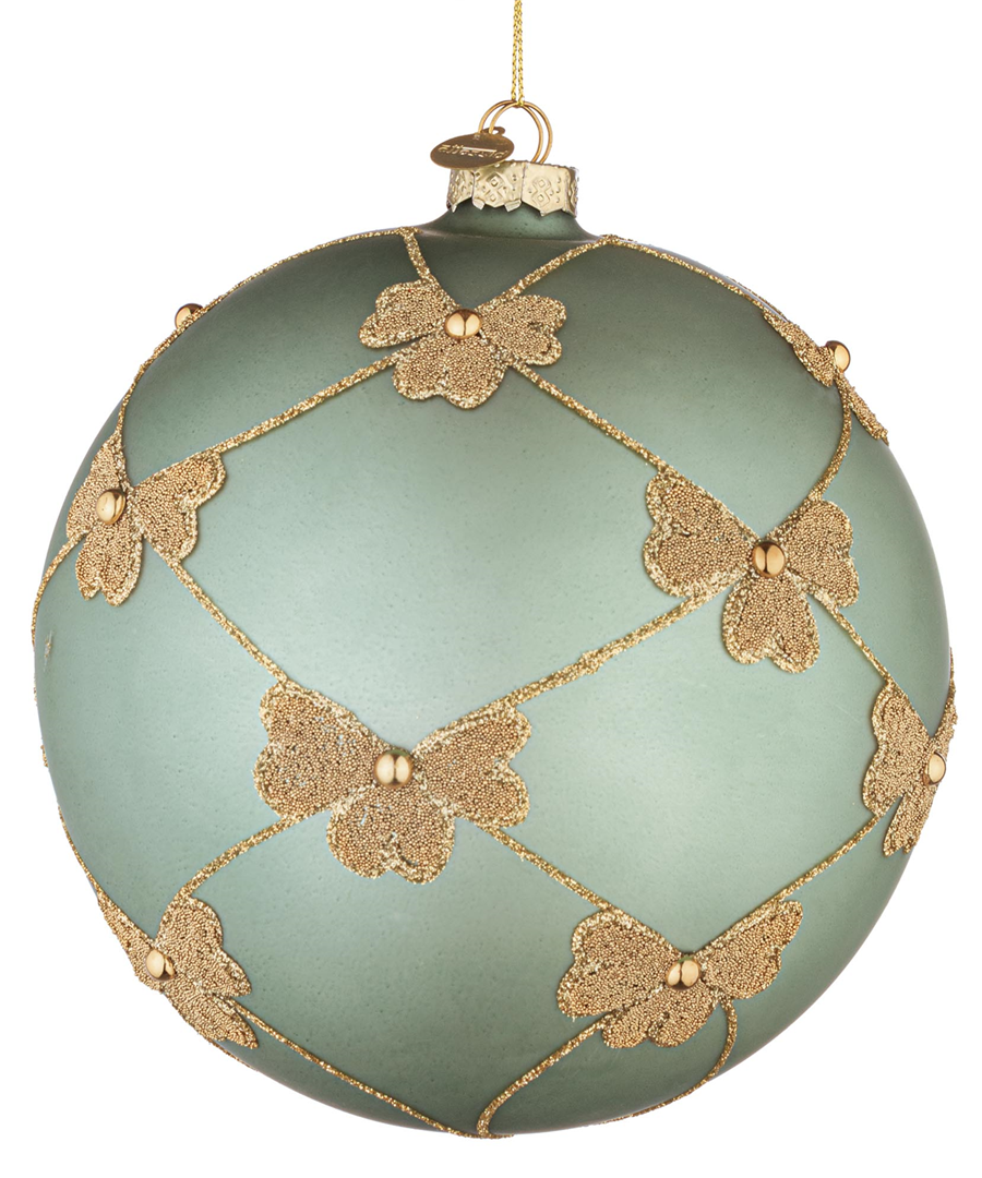Sfera Vetro D15cm Flock Fiocchi Water Green Gold