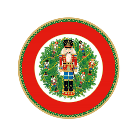 Piatto Tondo D21cm 8pz Natale  Nutcracker Wreath