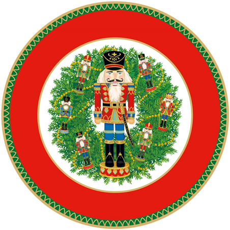 Piatto Tondo D27cm 8pz Natale  Nutcracker Wreath