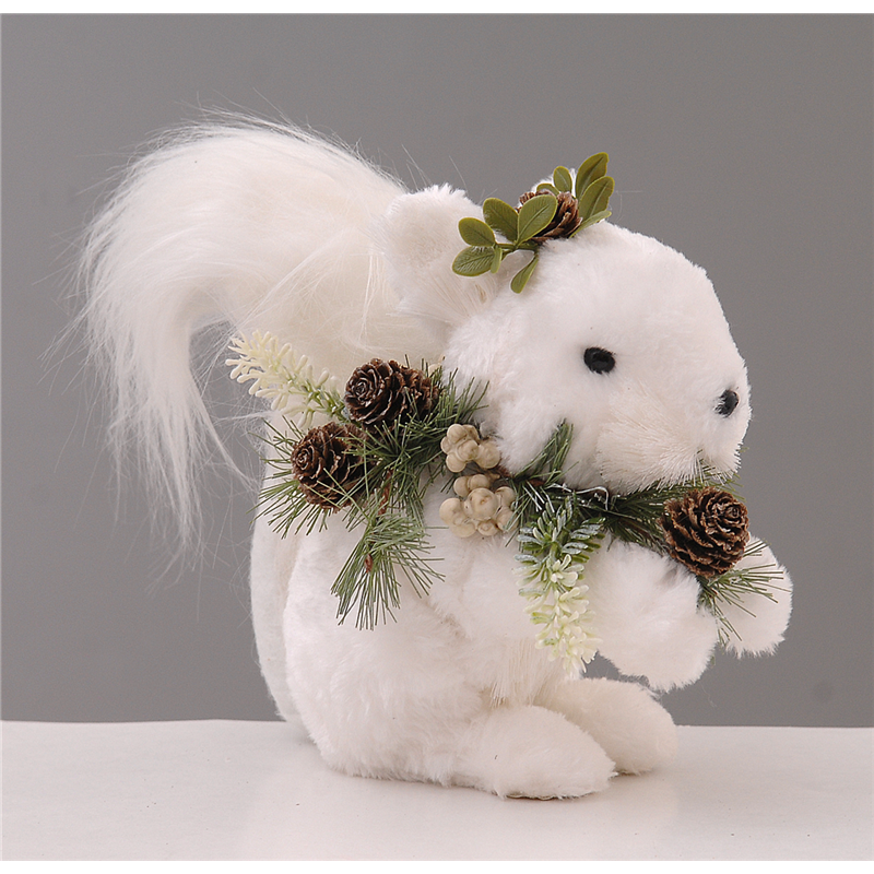 Scoiattolo Peluche White Corona Pigne H20cm White Green — immagine 2