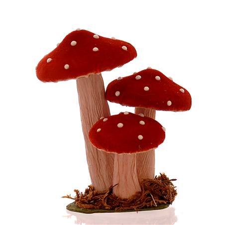 Funghi Decorativi Tessuto X3 Red H17cm