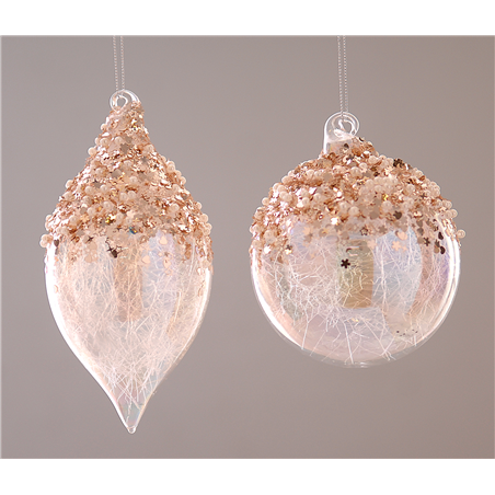 Sfera/goccia Vetro D12cm Clear Iridesc Perlin Trasparente Gold