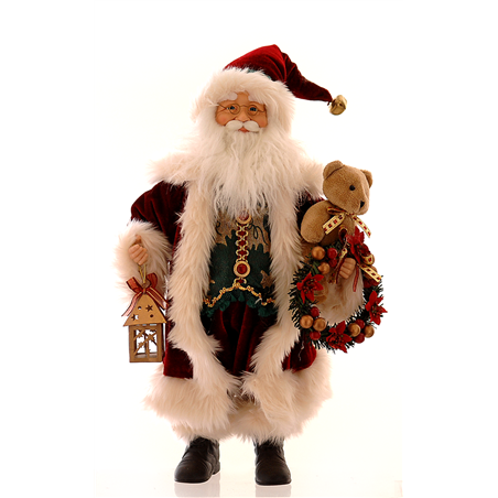 Babbo Natale  Orsetto Corona Lanterna 45,5cm Red