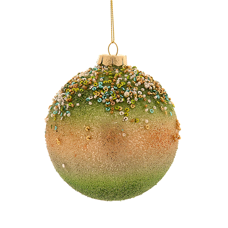 Sfera Vetro D12cm Gold Green Pailettes