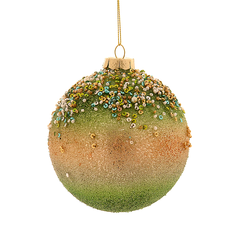 Sfera Vetro D10cm Gold Green Pailettes — immagine 2