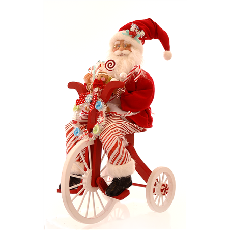Babbo Natale Tessuto Sulla Bici Con Regali 51 Red White