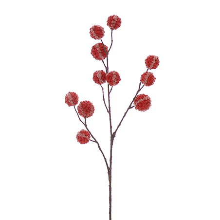 Ramo Palline Berries Red Snowy H81cm