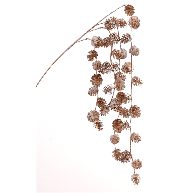 Ramo Pigne Cadenti Gold Innevate H55cm — immagine 2