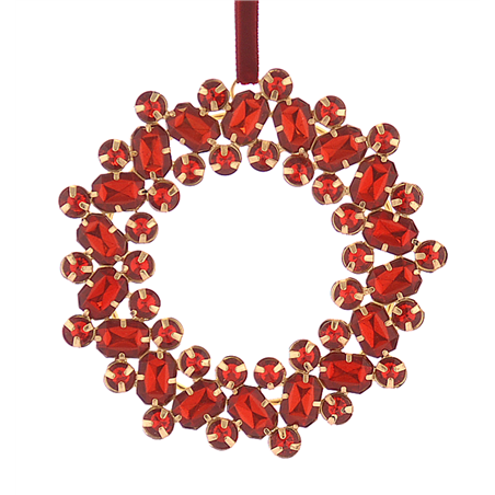 Ornamento Coroncina Gemme Red Gold D10.5cm