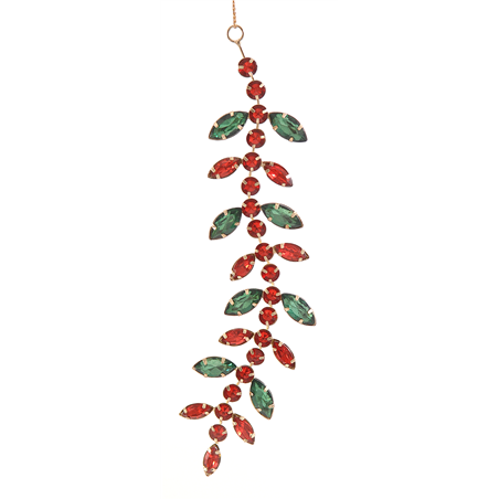 Ornamento Gioiello Strass Green Red 21,5cm