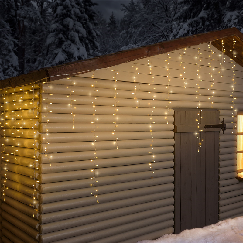 Tenda 384led Icelight 340xh80cm Full-Flashled Bianco Caldo-Uso Esterno — immagine 2