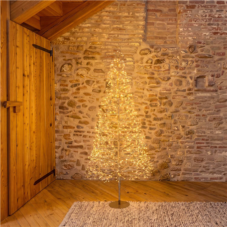 Albero Conico H180cm 980led Champagne Bianco Caldo Uso Esterno