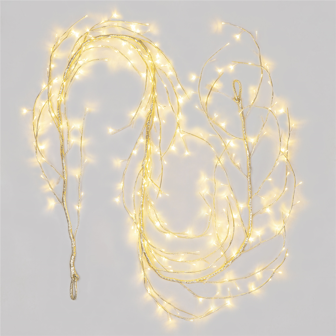 Ramo 4m Climber Champagne 288led 3mt+4mt Bianco Caldo-Uso Esterno-Prolungabile — immagine 2