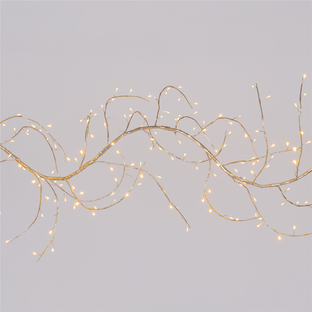 Ramo 4m Climber Champagne 288led 3mt+4mt Bianco Caldo-Uso Esterno-Prolungabile — immagine 3
