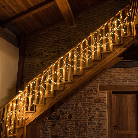 Ramo 5m Climber Champagne 480led 5mt+4mt Bianco Caldo-Uso Esterno-Prolungabile