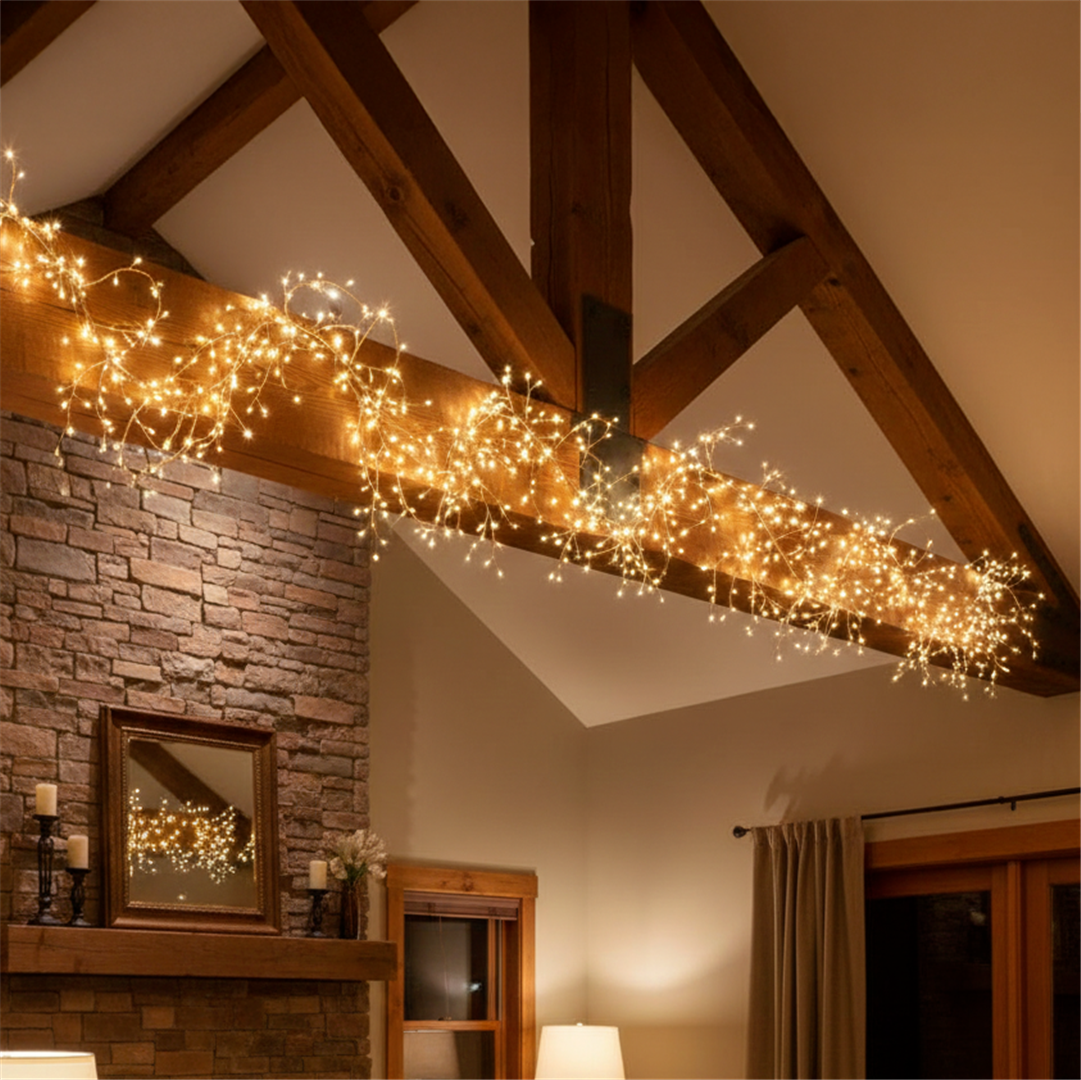 Ramo 5m Climber Champagne 480led 5mt+4mt Bianco Caldo-Uso Esterno-Prolungabile — immagine 4