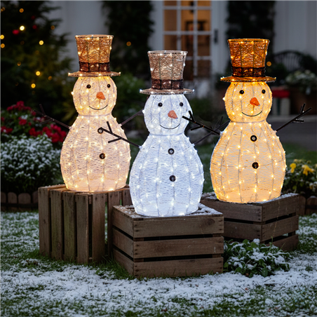 Pupazzo Di Neve 3d H70cm 160 Dual Led Lhc Lig Caldo Traditional / Freddo / Mixed