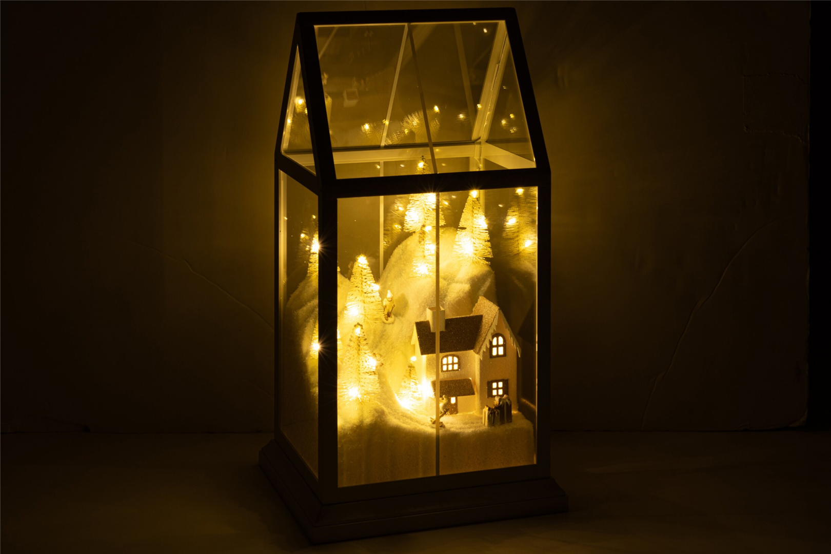 Teca Con Villaggio Natalizio Innevato Led 18c Bianco/oro — immagine 2