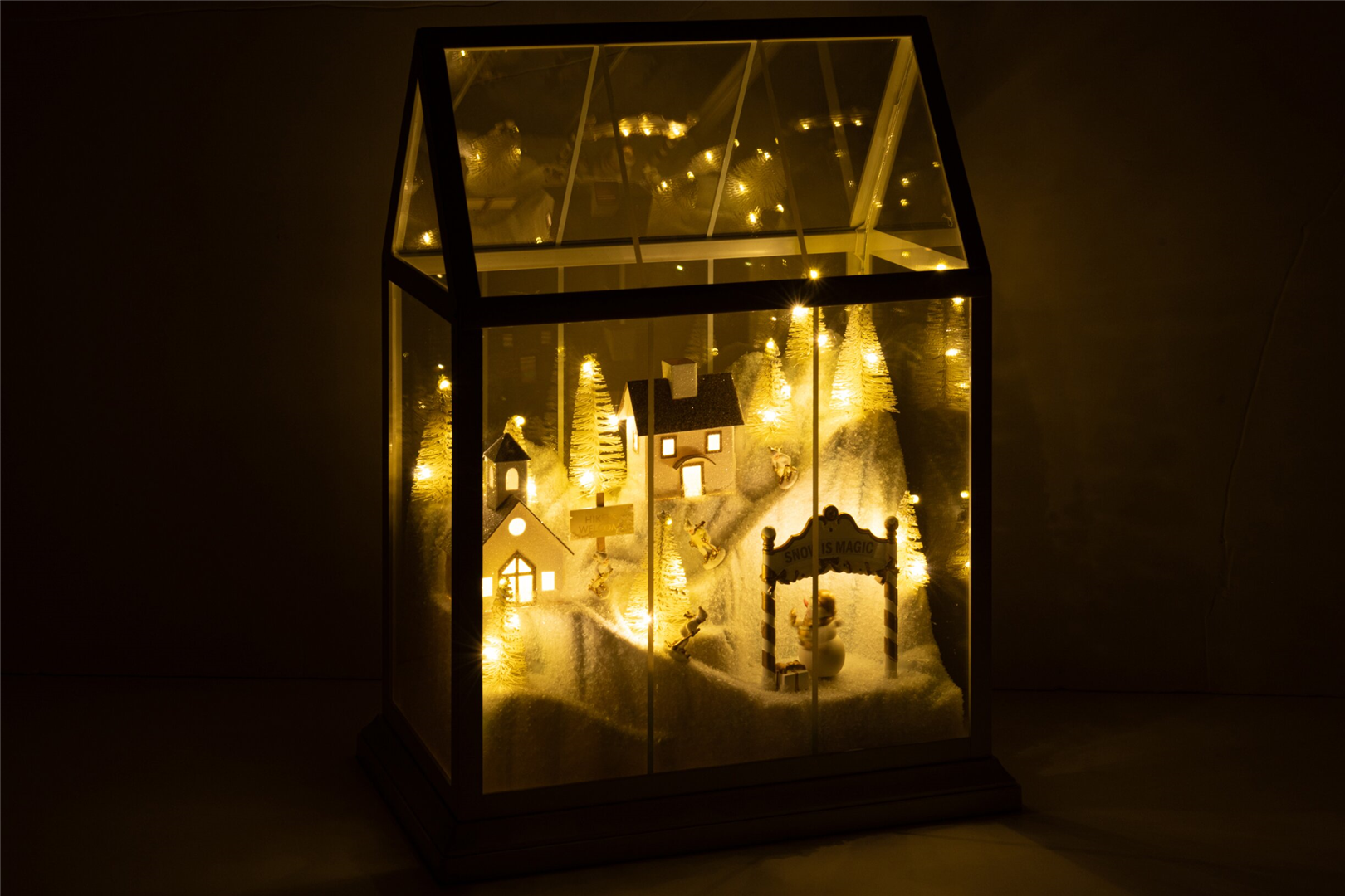 Teca Con Villaggio Natalizio Innevato Led 25c Bianco/oro — immagine 2