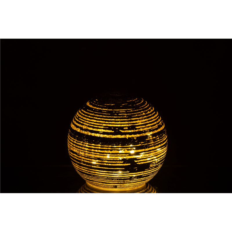 Sfera Vetro D15cm Crackle Con Led Gold — immagine 2