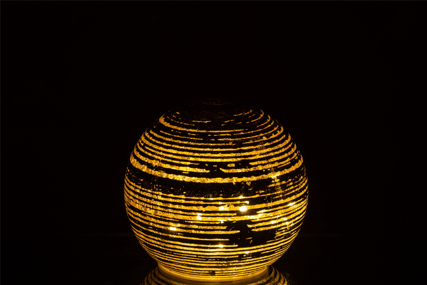 Sfera Vetro D15cm Crackle Con Led Gold — immagine 2