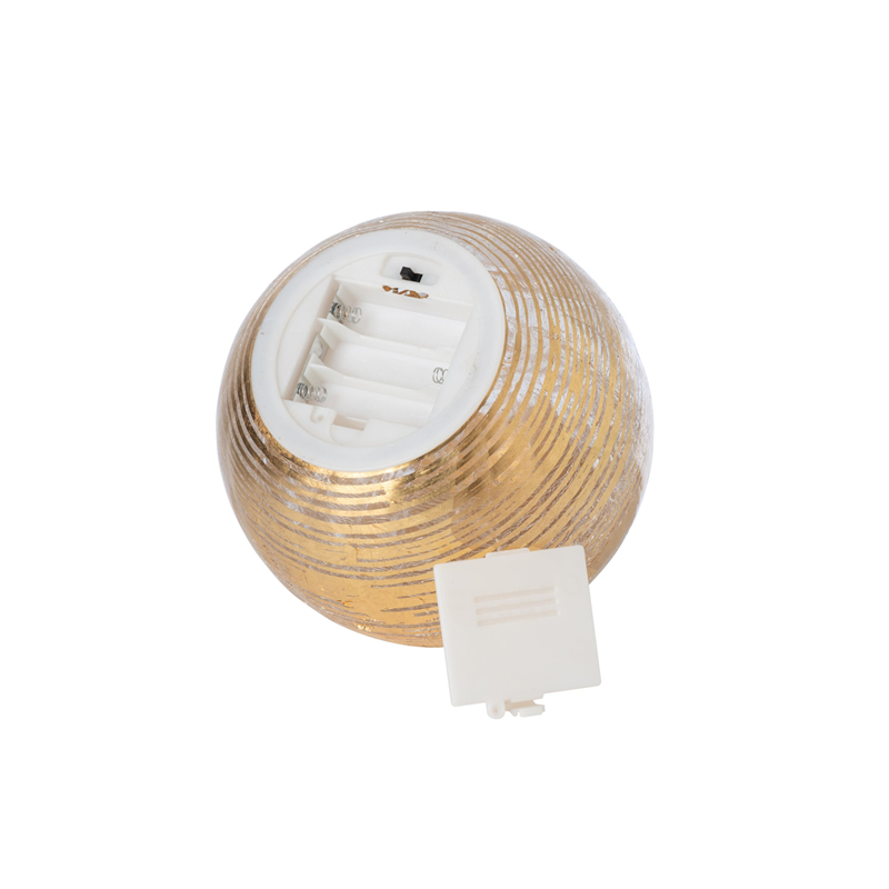 Sfera Vetro D15cm Crackle Con Led Gold — immagine 3