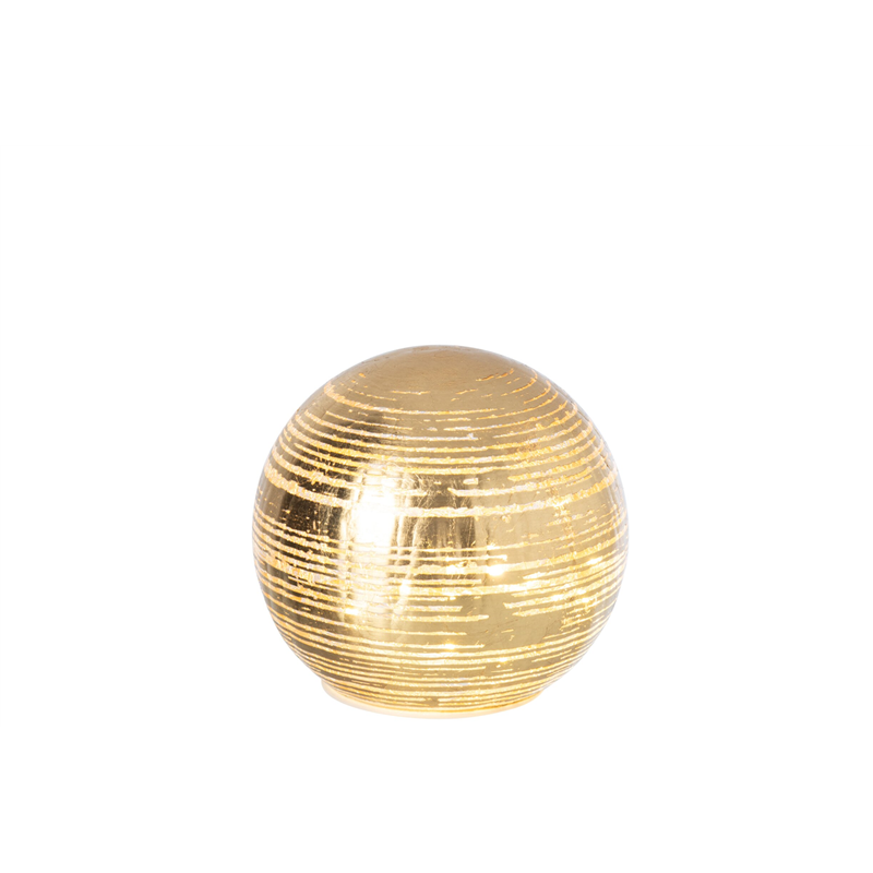 Sfera Vetro D15cm Crackle Con Led Gold — immagine 4